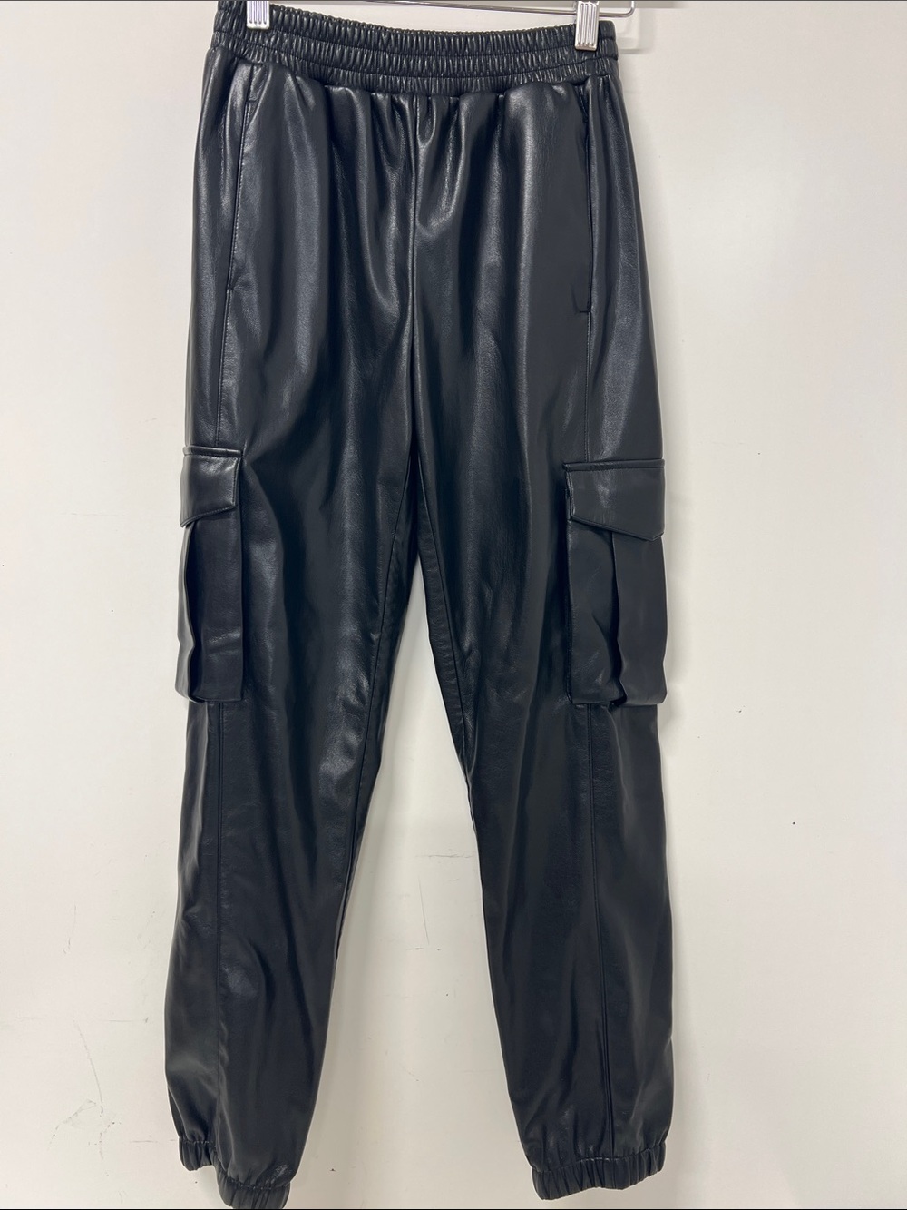 Generation Love, Faux Leather Cargo Jogger, PullOn, Zipper at Ankle, Pockets, XS